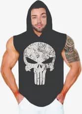 2 Camisa Machão Plus Size Masculina Regata Academia Capuz