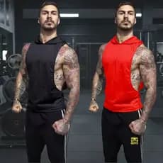 Kit 2 Regata Cavada Masculina Academia Com Capuz Mutante Fitness Musculação Treino Justiceira