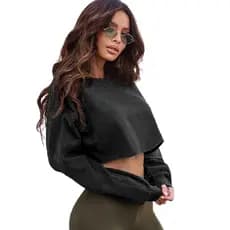 Casacos Moletom Blusa de Frio Cropped Feminino Flanelado Liso Curto