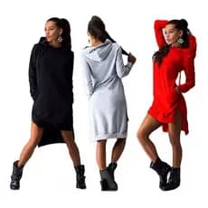 Vestido Longline Feminino Moletom Blusão Frio Manga Longa Blusão