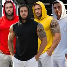 Camiseta Camisa Machao Com Capuz Regata Com Toca Academia Masculina