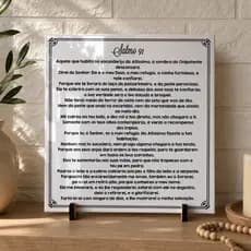 Azulejo placa cerâmica 20x20cm salmo 91 proteção lar benção
