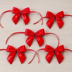 Laço de Cetim Vermelho Nº 5 Pronto com Amarração Decorativo para Presente Lembrancinha Embalagem Artesanato Natal Mimo