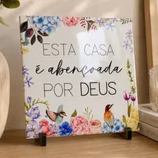 Azulejo placa cerâmica 20x20cm casa abençoada por Deus decoração