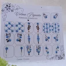 CARTELA DE ADESIVOS PARA UNHAS olho grego, Adesivos Artesanais para Unhas olho grego