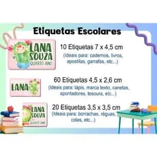 ETIQUETA ESCOLAR  ADESIVA - CACTO 2 -  CADERNOS, LÁPIS, CANETAS, APONTADOR, LIVROS, RÉGUAS, MARCADOR