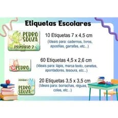 ETIQUETA ESCOLAR  ADESIVA - DRAGAO CUTE - CADERNOS, LÁPIS, CANETAS, APONTADOR, LIVROS, RÉGUAS, COLAS