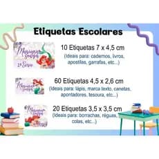 ETIQUETA ESCOLAR  ADESIVA - ARIEL 2  - CADERNOS, LÁPIS, CANETAS, APONTADOR, LIVROS, RÉGUAS, MARCADOR