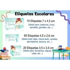 ETIQUETA ESCOLAR  ADESIVA - BAILARINA MINT - CADERNO, LÁPIS, CANETAS, APONTADOR, LIVROS, RÉGUA, COLA