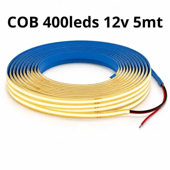 Fita Led Cob Ultra Fina 5mm 400 Leds/m Rolo 5 Metros 12v