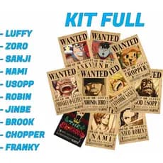 Kit Full Pôster Premium Procurados Wanted One Piec Autocolante Decoração para Porta Quarto