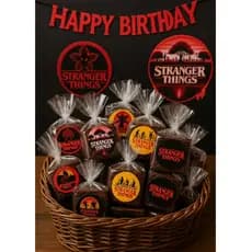 Kit 10, 20, 30, 40 ou 50 Adesivos Redondo Stranger Things 4cm Festa Lembrancinha Autocolante Decor