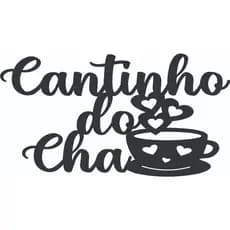 Kit Cantinho do Chá Bandeja + Aplique MDF Preto para Decoração Cozinha Escritório