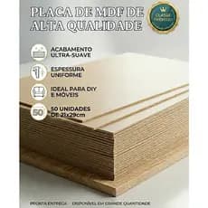 Kit 50 unds Chapa Mdf A4 21x29cm Para Artesanato MDF Cru