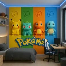 Papel de Parede Pokémon 3D sob medida m² Pokemon Pikachu para quarto de menino