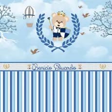 Papel de Parede Tema Bebê Principe Ursinho Azul Fofo para quarto de menino + Nome  M² parede total