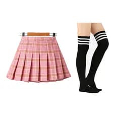 Saia Plissada Colegial + Meia 7/8 Colegial Cosplay Egirl