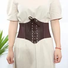 Cinta Modeladora Corset Espartilho Corpete Elástico Largo Cor Café