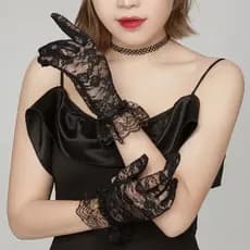 Luva de Renda Flores Fantasia Festa Noiva Cosplay Egirl