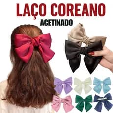 Laço de Cabelo Feminino 19cm Bico de Pato Cetim Blogueira Coreano Dorama Adulto Infantil Presilha Grampo Coquette Kawaii