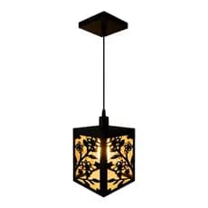 Luminaria Lustre Pendente De Teto Flores Mdf 3mm 15x12 Preto