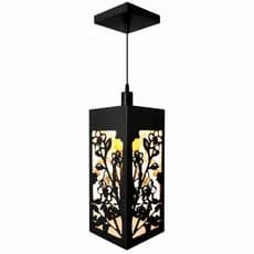 Luminaria Lustre Pendente De Teto Flores Mdf 3mm 30x12 Preto