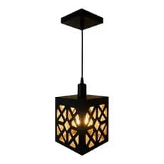 Luminaria Lustre Pendente De Teto Geometrica Mdf 3mm Preto 15x12