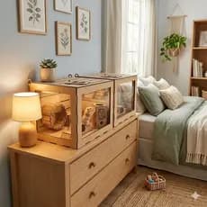 2 Caixas Terrario Gaiola Alojamento Para Hamster Em Mdf 30X30X35 Sem Acessórios