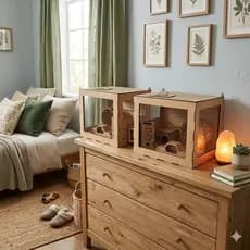 2 Caixas Terrario Gaiola Alojamento Para Hamster Em Mdf 30X30X35 Com Acessórios