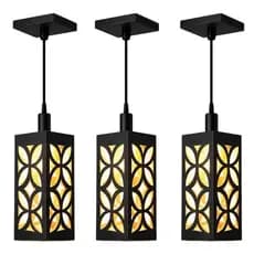 Kit 3 Luminaria Lustre Pendente Decorativo Moderno Luxo Elegante Mdf Preto Minimalista Casa Sala Quarto Cozinha