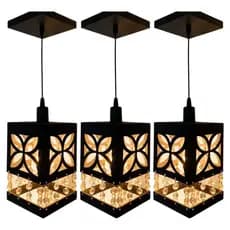 Kit 3 Luminaria Lustre Pendente Decorativo Moderno Luxo Elegante Mdf Preto 15x12cm Minimalista Casa Sala Quarto Cozinha