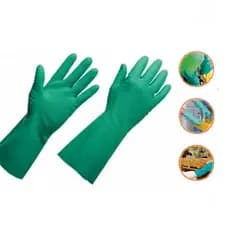 Luva Nitrílica Verde 33cm Borracha Flocos de Algodão Antiderrapante Alta Resistência 1 Par Epi c/Ca