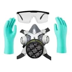 Kit Proteção Química Óculos Luva Nitrílica Respirador + Voga