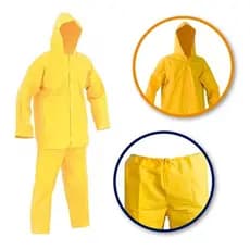 Conjunto para chuva Capa Pvc amarela + Calça Pvc amarela