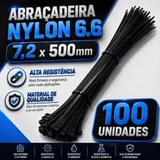 100 Presilha Enforca Gato Cinta Abraçadeira Plástica Lacre Nylon 7.2x500mm