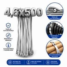 Abraçadeiras Cinta Fita Homocinética Metal Polido Tie Ziptie Lacre Presilha Fitilho Grande 4,6x500mm