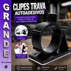 20 Clips Trava 20 a 25mm Fixador Adesivo Dupla Face Grampo Organizador Esconder Fios Cabos Na Mesa