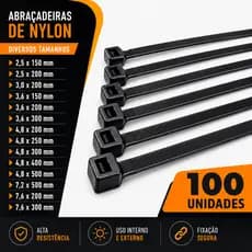 Abraçadeira Nylon Enforca Gato Cinta Plástica 100 Unidades Hellermann 15cm 20cm 25cm 30cm 40cm 50cm