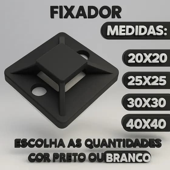 Fixadores Presilha Auto Adesivos Organizadores De Fios E Cabos, Fita Dupla Face - Preto Ou Branco
