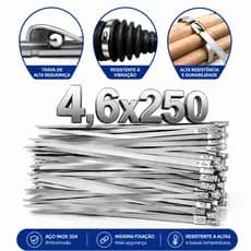 Enforca Gato Metal Aço Inox 304 Lacre Presilha FItilho Abraçadeiras Zip Tie Para Termotape 4,6x250mm