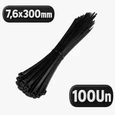 100 Presilha Enforca Gato Cinta Abraçadeira Plástica Lacre Nylon 7.6x300mm Preto ou Branco