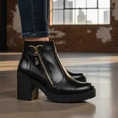 Botinha Coturno Feminino Zíper Cores Botas da Moda Salto Plataforma Tratorado Macia Leve Confortavel Qualidade Estilosa
