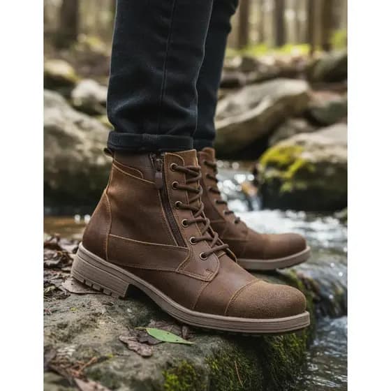 Bota Masculina Coturno Couro Legitimo Casual Adventure Homem Casual Trabalho Conforto
