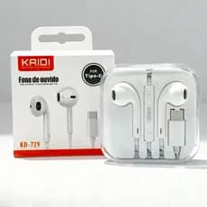 Fone de Ouvido KAIDI KD-729 Tipo-C com Microfone – Som Estéreo, Graves Potentes e Alta Qualidade