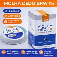 Molha Dedo BRW 12g Higiênico Germicida Preciso Papel Moeda Cédulas Escritório