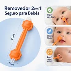 Removedor Cera Ouvido Bebê 2 em 1 Limpador Nasal Silicone Seguro Infantil Macio Reutilizável