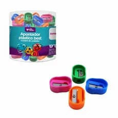 Apontador Plástico Colorido Escolar Unidade Kit 4 ou 8 Cores – Lâmina Metálica Resistente