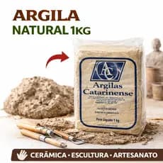 Argila Natural 1kg Cerâmica Artesanato Escultura Modelagem Argila Catarinense