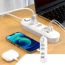 Filtro De Linha Inteligente Régua Elétrica Extensão proteção zov, 3 tomadas tipo-j, 3 usb