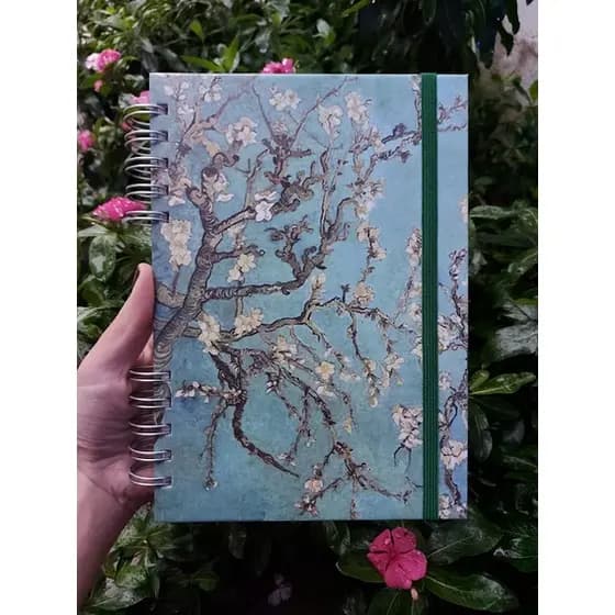 caderno Sketchbook para desenho Van Gogh Amendoeira em flor - capa dura 15x21,5 cm 100 páginas scketbook moleskine